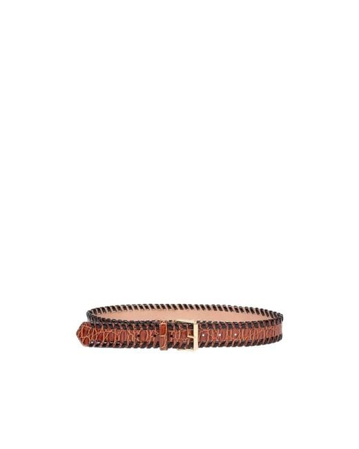 Dries Van Noten Brown Embellished Leather Belt