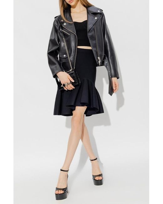 McQueen Black Ribbed Cropped Bustier Top