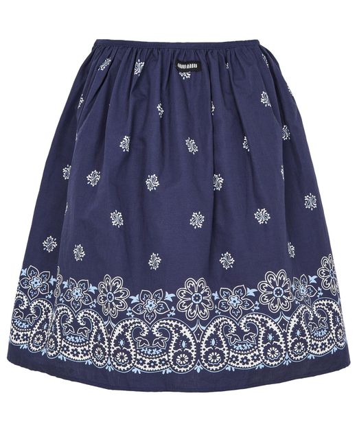 Miu Miu Blue Elastic Waist Skirt