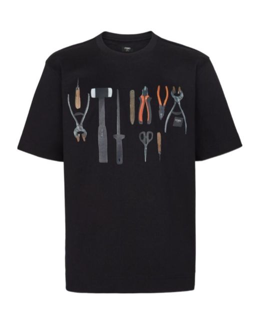 Fendi Tools Printed Crewneck T-Shirt in Black for Men | Lyst