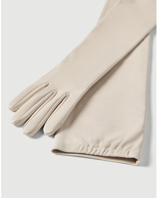 Brunello Cucinelli White Nappa Leather Long Gloves