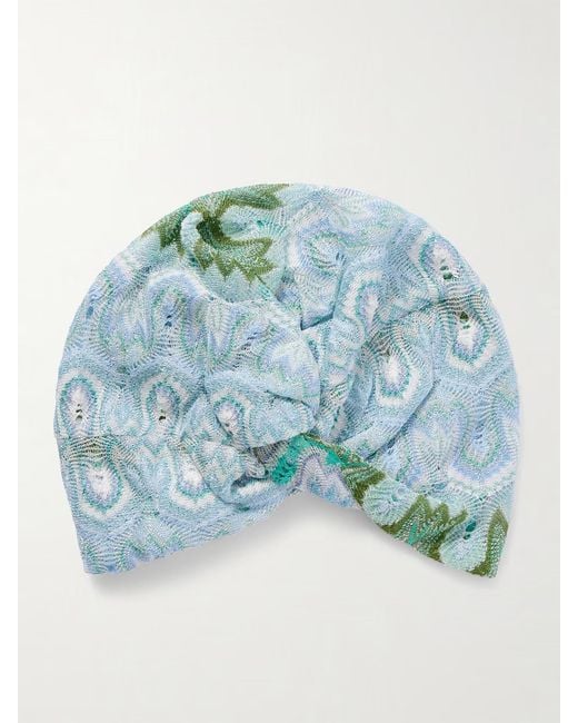 Missoni Blue Twisted Turban Head Wrap