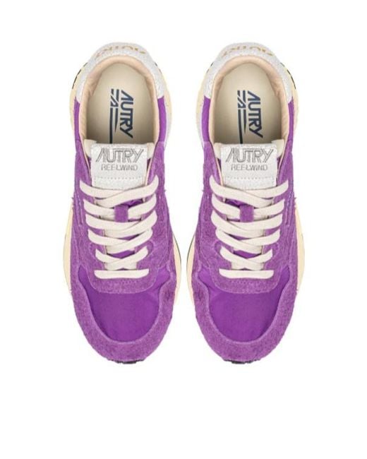 Autry Purple Textured Low Top Sneakers