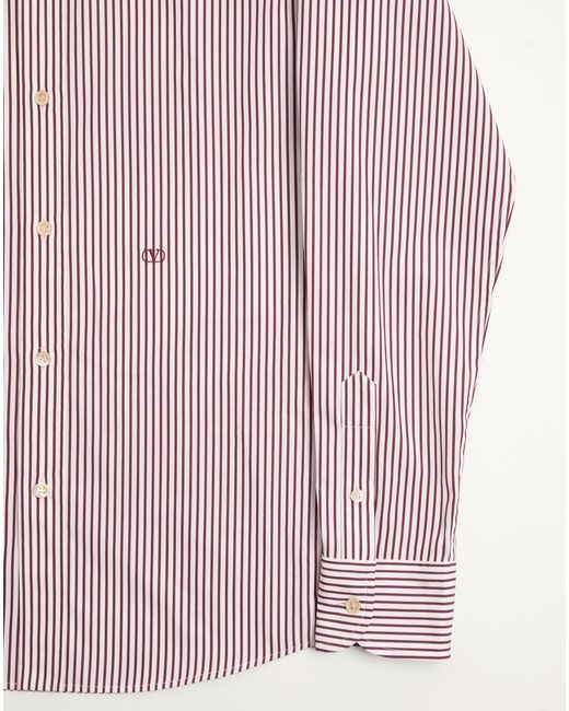 Valentino Pink Vlogo Embroidered Striped Shirt for men