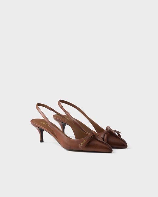 Prada Brown Leather Slingback Pumps