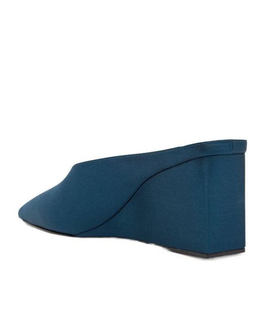 Alaïa Blue Satin Wedge Mules