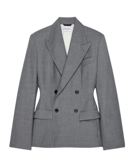 Givenchy Gray Double Breasted Straight Hem Jacket