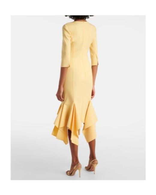 Oscar de la Renta Yellow Wool-Blend Midi Dress