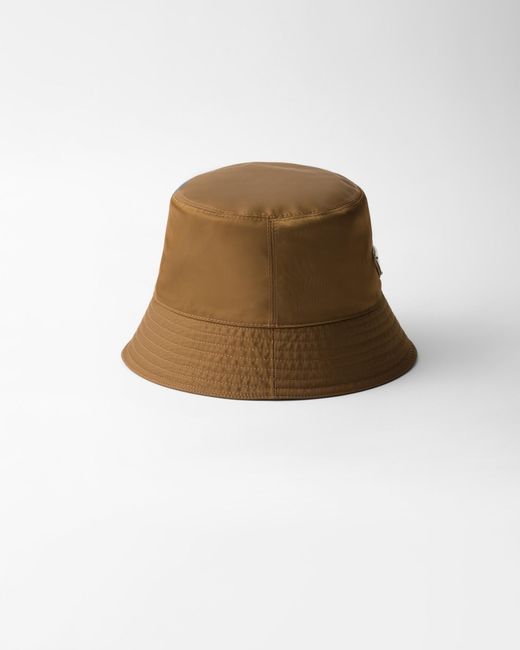 Prada Brown Re-Nylon Triangle-Logo Bucket Hat for men