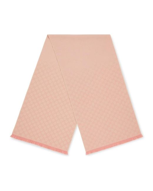 Gucci Pink Monogrammed Frayed-Edge Scarf