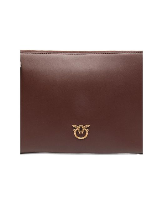 Pinko Brown Classic Flat Love Simply Crossbody Bag