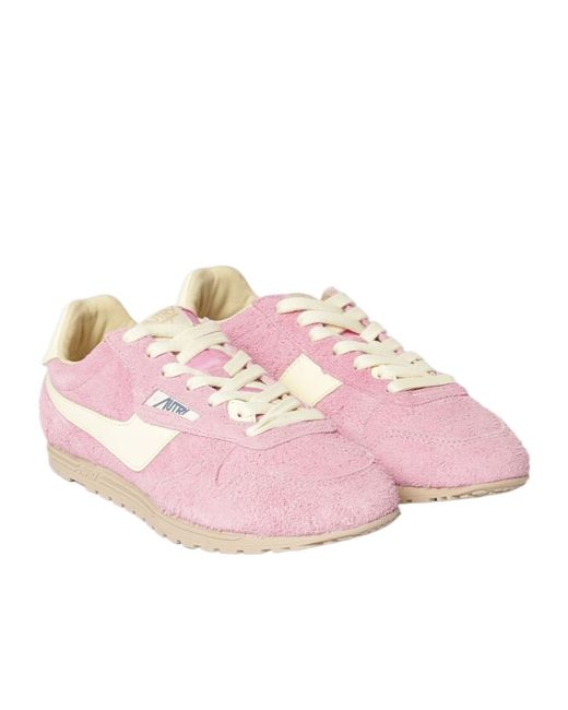 Autry Pink Windspin Lace-Up Sneakers