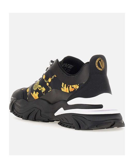 Versace Jeans Black Barocco-Print Sneakers for men