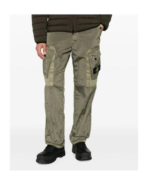 Stone Island Green Casual Trousers With Belt Loops for men