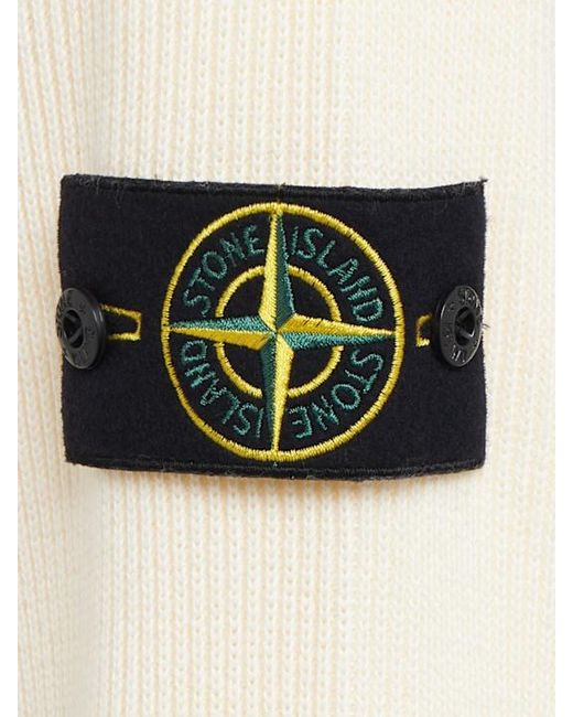 Stone Island Natural Logo Cotton Half Zip Knit Sweater for men