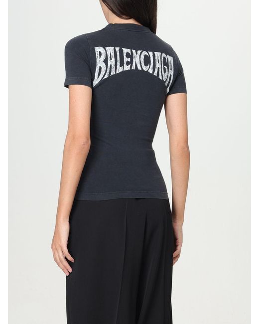 Balenciaga Black Graphic Printed Crewneck T-Shirt