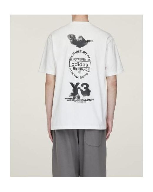 Y-3 White Graphic Printed Crewneck T-Shirt for men