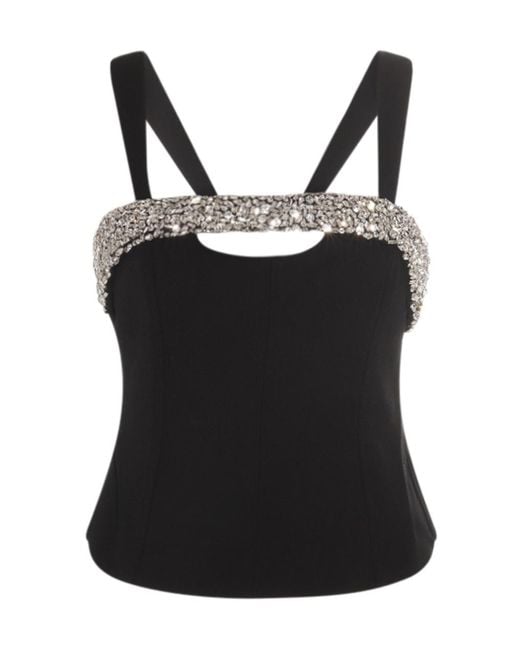 Jonathan Simkhai Black Crystal-Embellished Corset Top