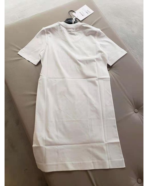 Moschino White Logo Print Cotton T-Shirt Dress