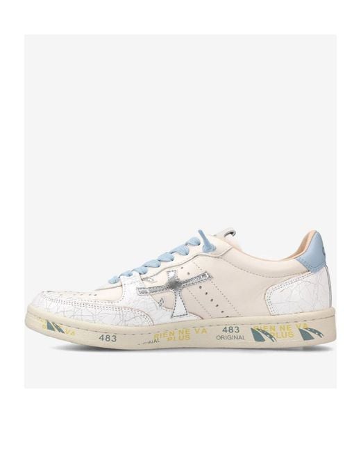 Premiata White Bsktclad Strapped Low-Top Casual Shoes