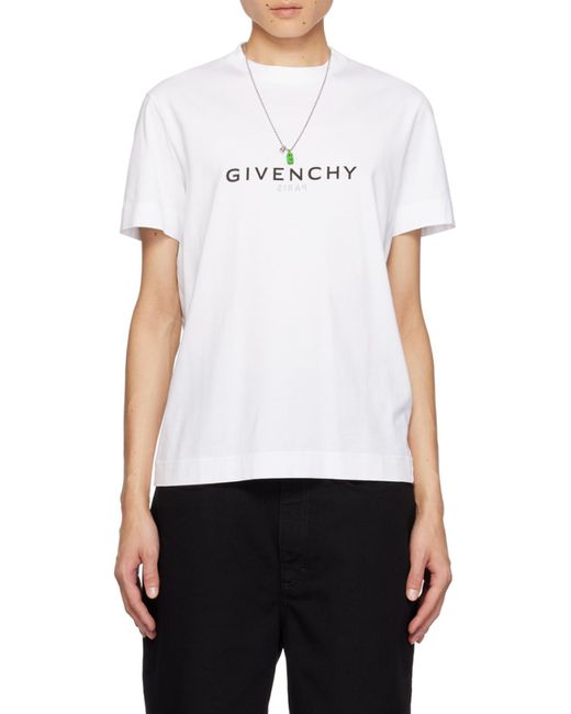 Givenchy White Logo Printed Crewneck T-Shirt for men