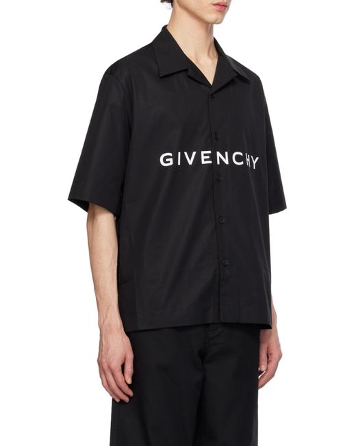 Givenchy Blue Logo Printed Short-Sleeved Shirt for men