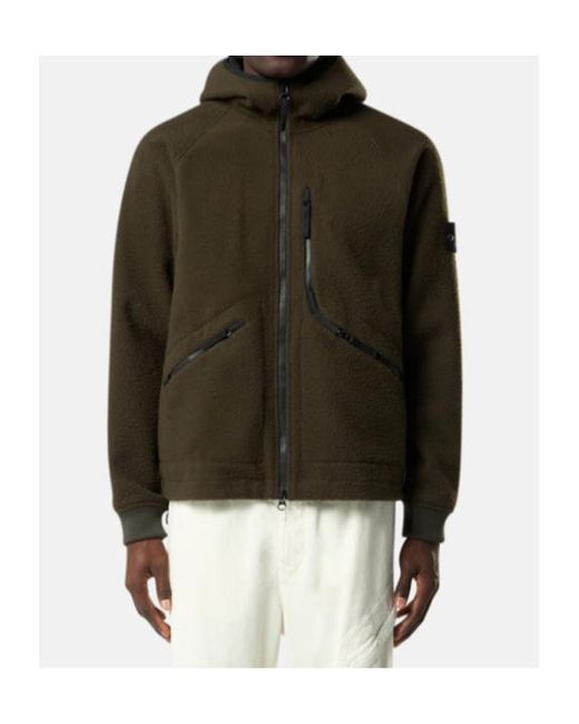 Stone Island Green Logo Patch Zip-Up Jacket for men
