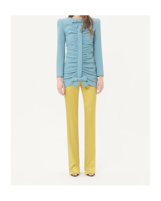 Valentino Blue Bow Detailed Ruched Jacket