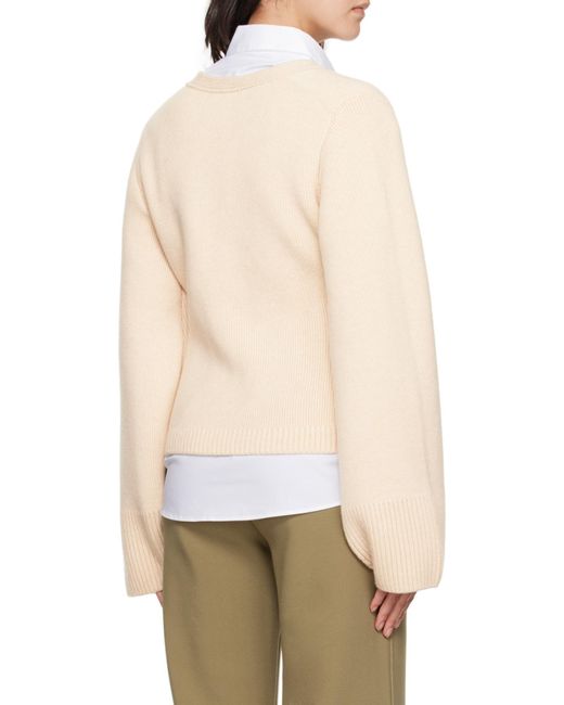 Khaite Natural Scarlet Buttoned V-Neck Cardigan