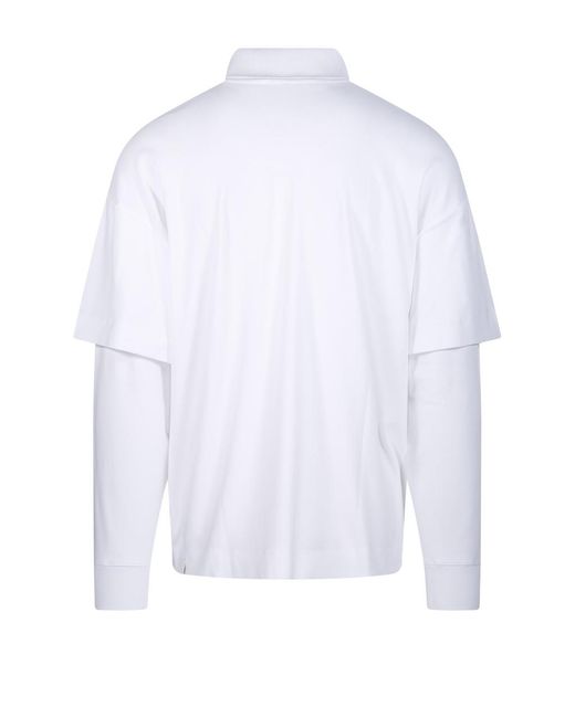 DARKPARK White Long-Sleeved Layered Polo Shirt for men