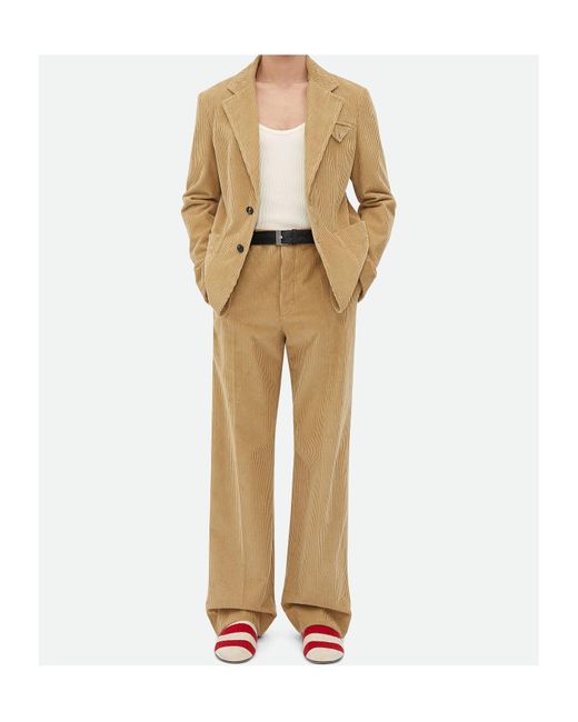 Bottega Veneta Natural Single Breasted Corduroy Jacket for men