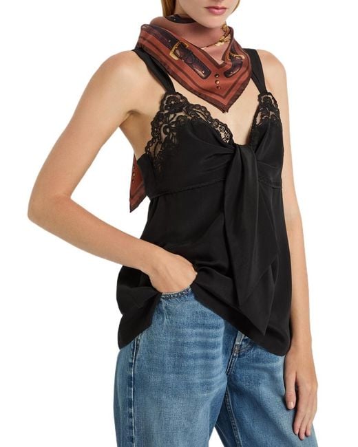 Chloé Brown Silk Printed Scarf