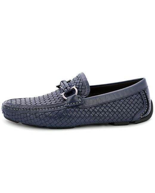 Ferragamo Blue Weave Business Casual Shoes for men