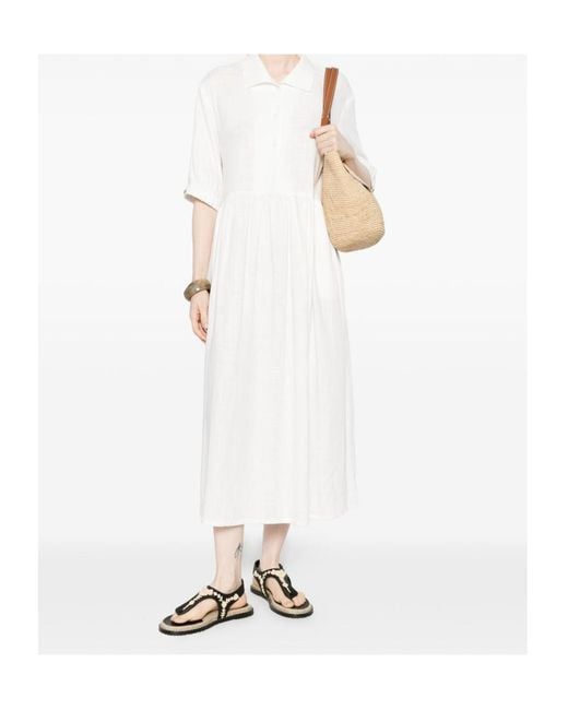 Herno White Buttoned Midi Dress