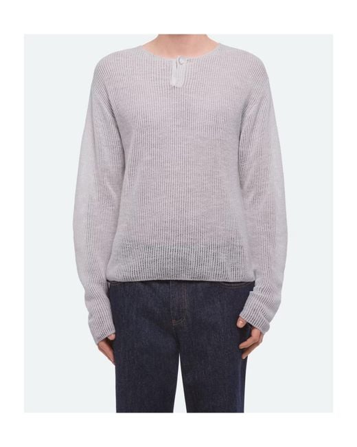 Helmut Lang Gray Textured Henley for men