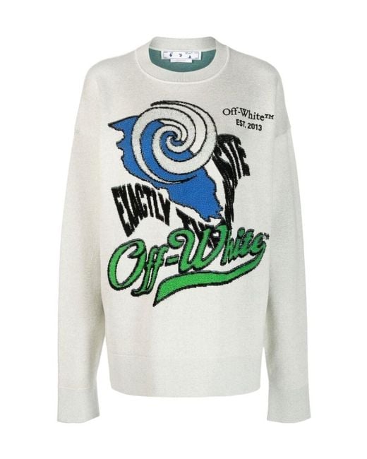 Off-White c/o Virgil Abloh Gray Intarsia-Logo Jumper