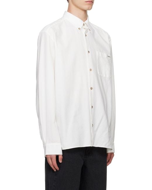 A.P.C. White Buttoned Long-Sleeved Shirt for men