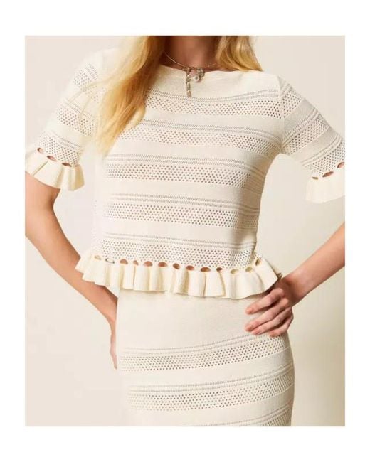 Twinset Natural Ruffled Jumper