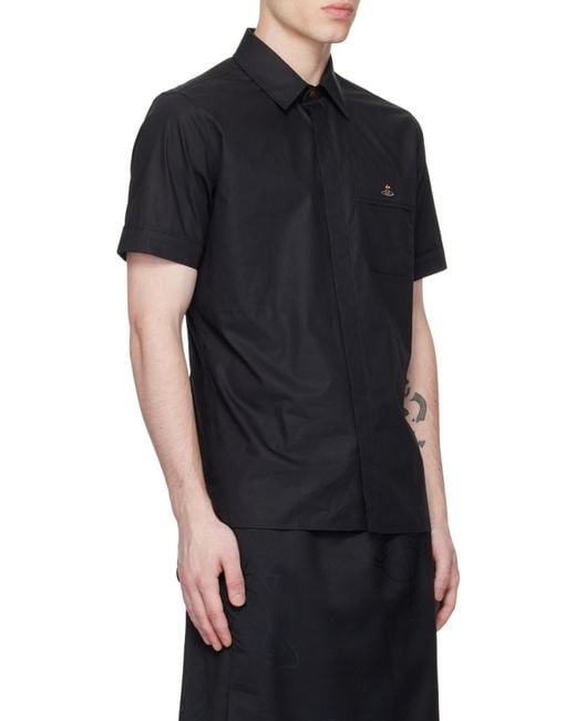 Vivienne Westwood Black Orb Embroidered Short-Sleeved Shirt for men