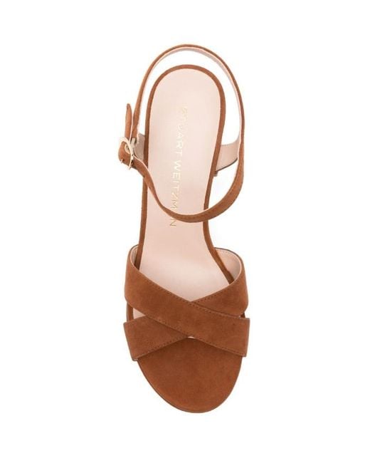 Stuart Weitzman Brown Chunky High-Heeled Sandals