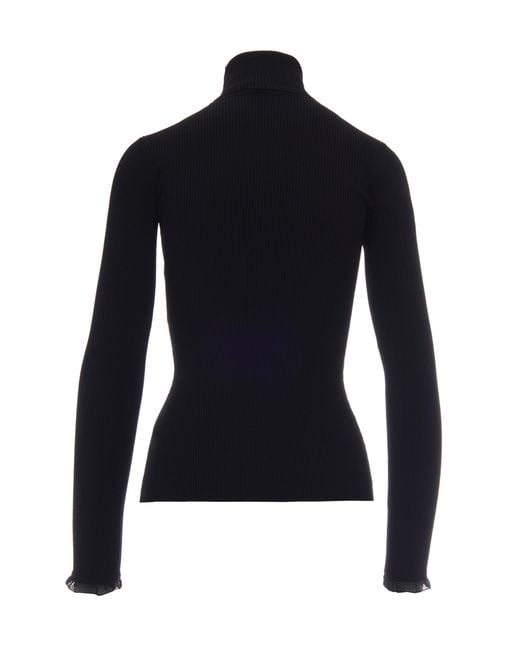 Elisabetta Franchi Black Logo Plaque High-Neck Jumper