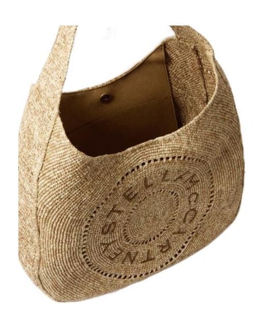 Stella McCartney Natural Logo Large Crochet Hobo Bag