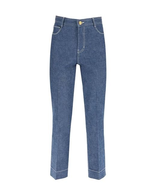 Tory Burch Blue High Rise Cropped Jeans