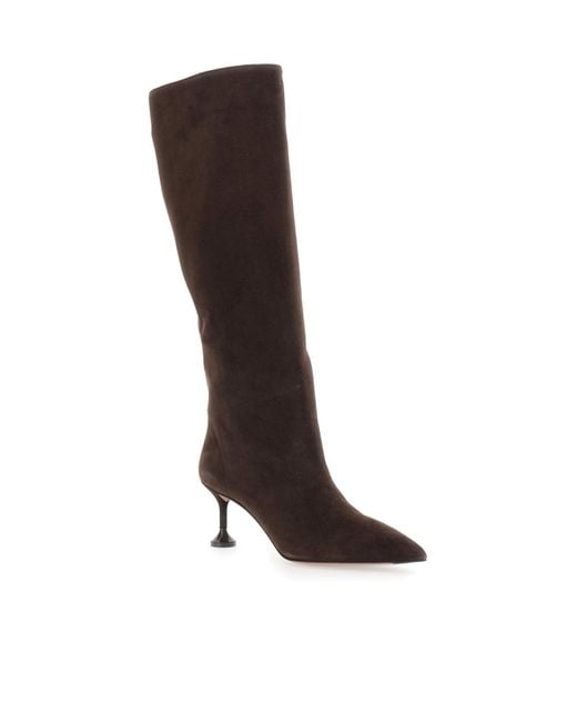 Aquazzura Brown Pointed Toe Heeled Boots