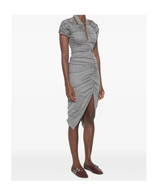 Vivienne Westwood Gray Pulling Ruched Asymmetric Midi Dress