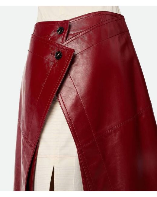 Bottega Veneta Red Shiny Leather Skirt