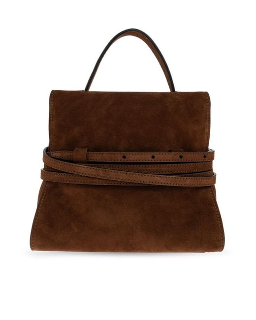 Moschino Brown Logo Detailed Top Handle Handbag