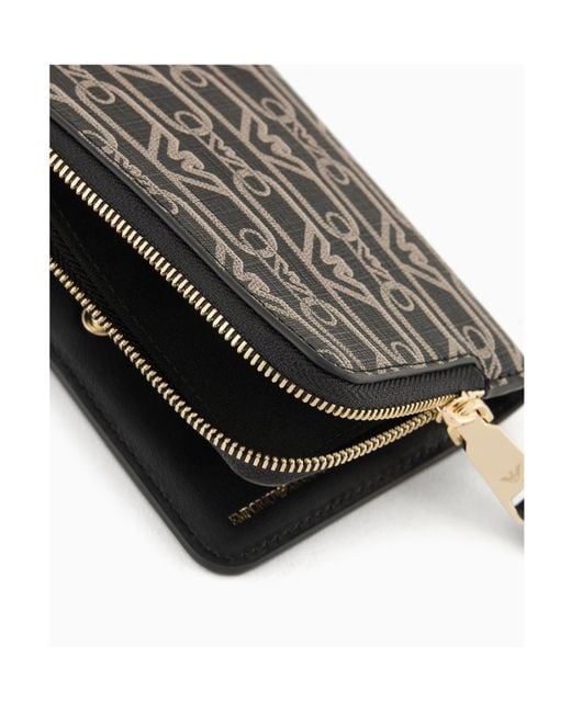 Emporio Armani Black Logo-Printed Zipped Wallet