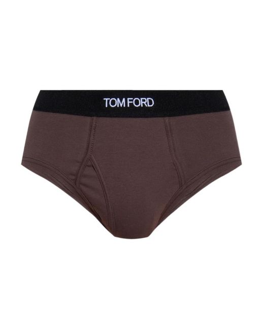 Tom Ford Purple Logo Embroidered Briefs for men