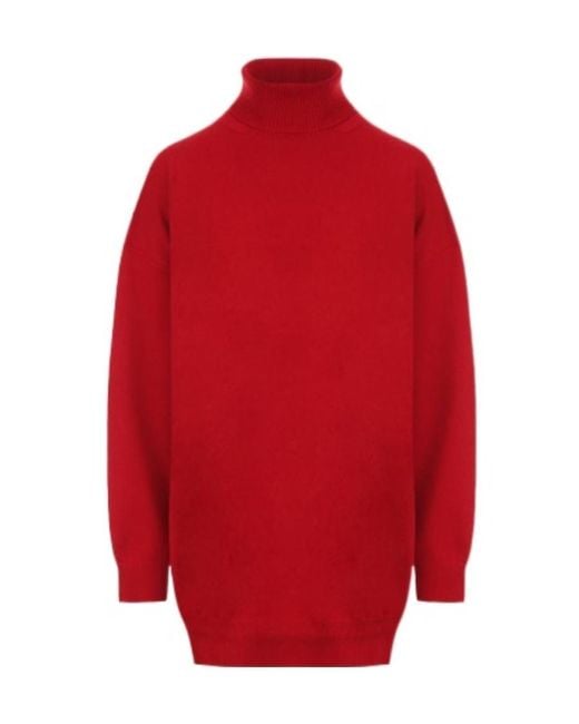Balenciaga Red Side Fork Detail Cashmere Pullover